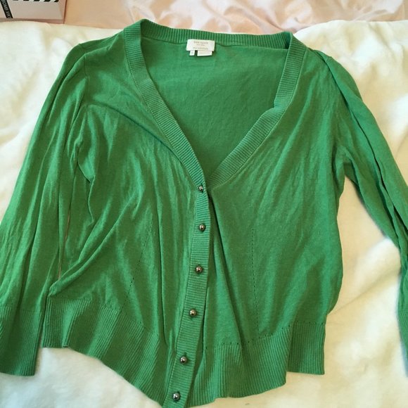 kate spade green high low v neck button cardigan sweater size medium - Picture 1 of 14